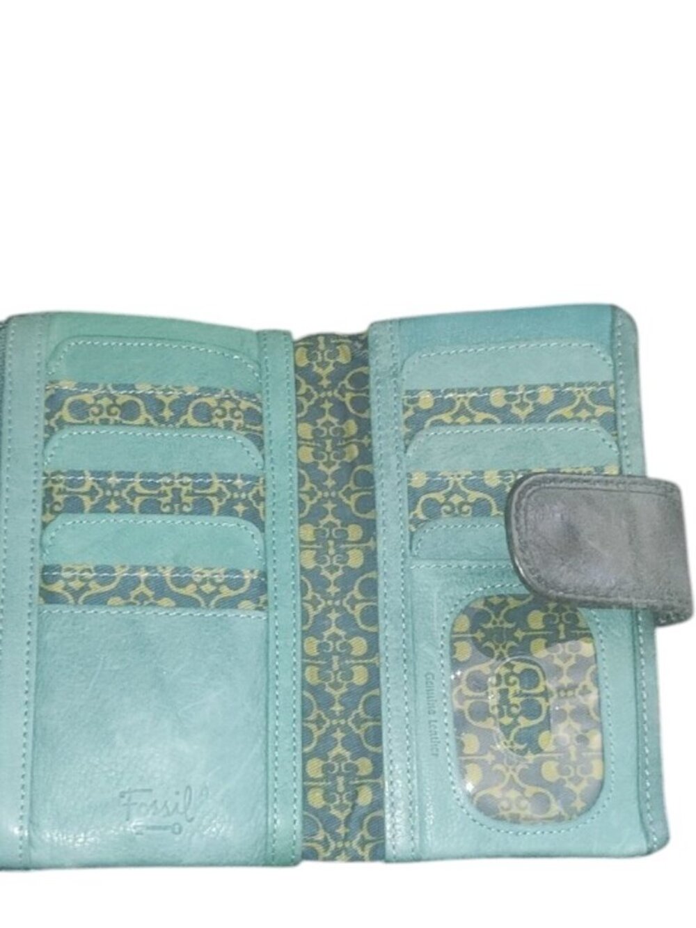 Fossil Teal Leather Wallet with Bird and Key Appliqué - Picture 4 of 6